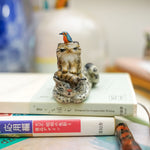 Snow leopard with annoying pallas cat and kingfisher