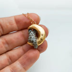 Snow leopard on the Moon pendant