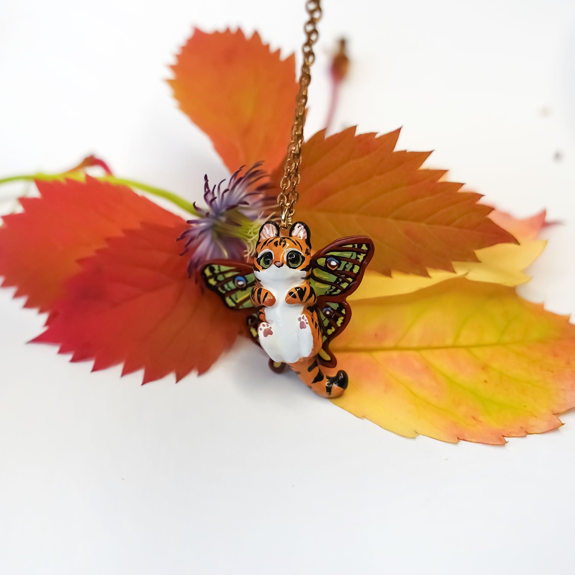 Tiger with butterfly wings pendant