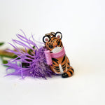 Tiger with a pink bow pendant