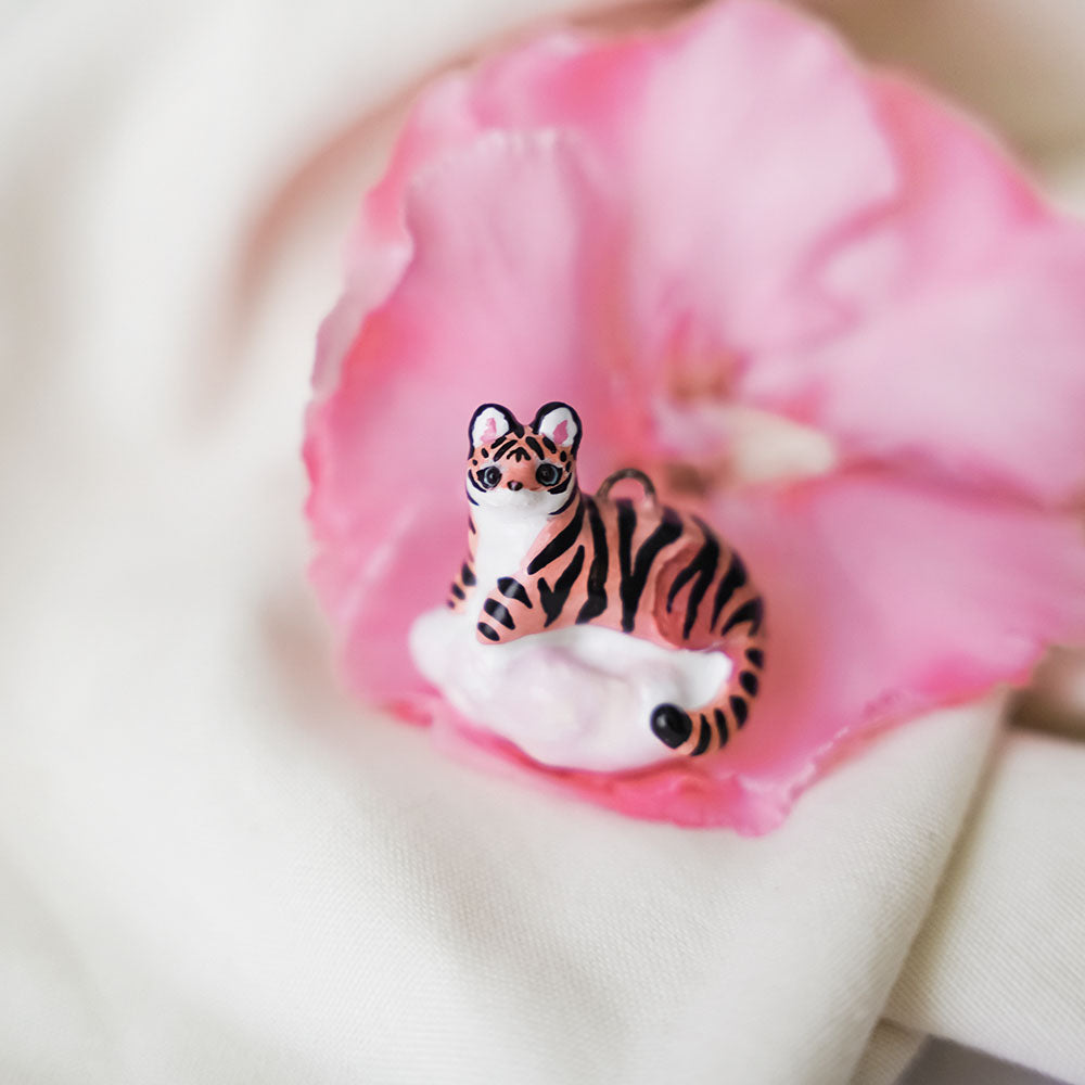 Pink tiger on a cloud