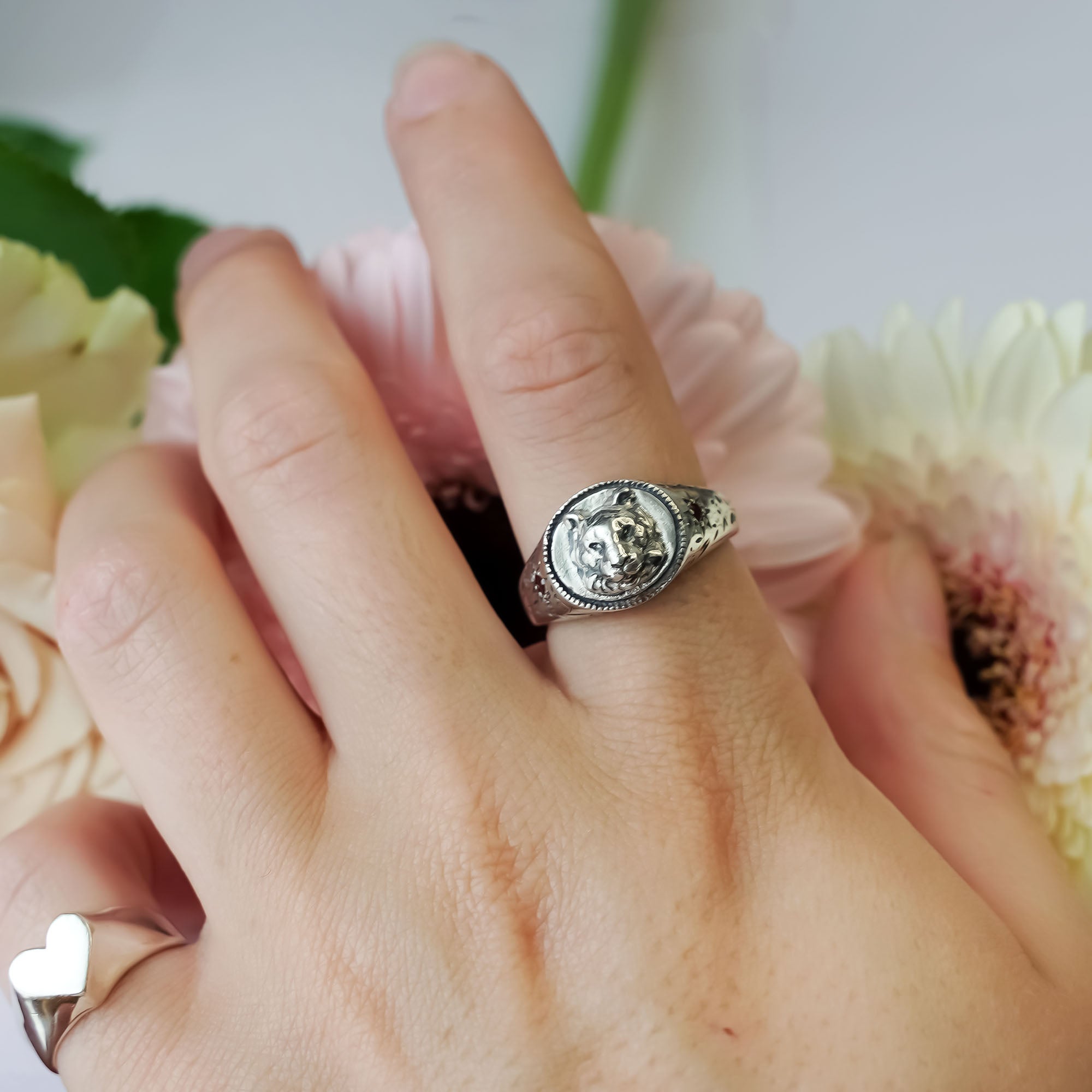 Sterling Silver Tiger signet