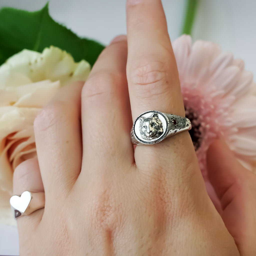 Sterling Silver Tiger signet