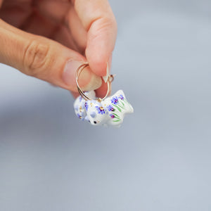 Triceratops with cornflowers earrings