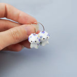 Triceratops with cornflowers earrings