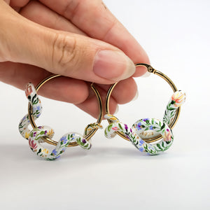 Flowers snakes earrings - gold