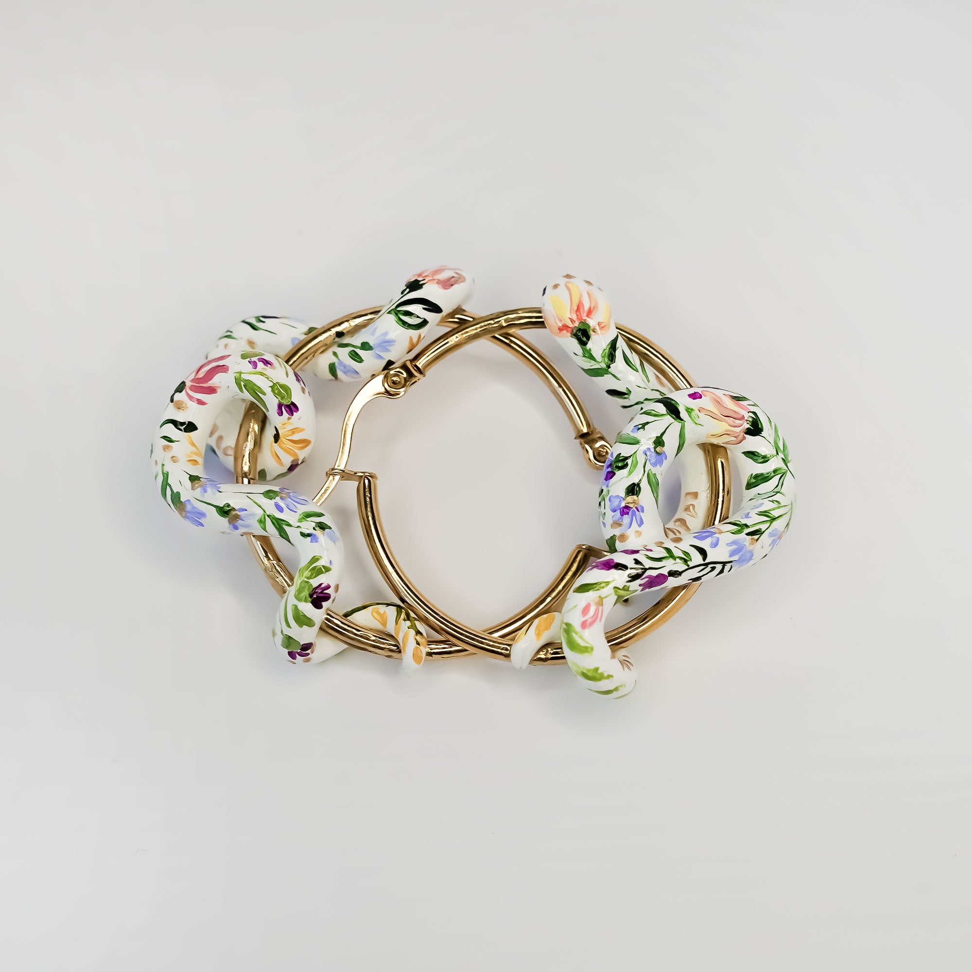 Flowers snakes earrings - gold